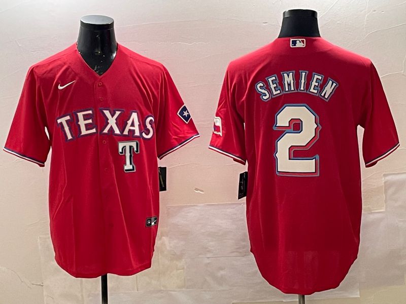 Men Texas Rangers 2 Semien Red Game 2025 Nike MLB Jersey style 3